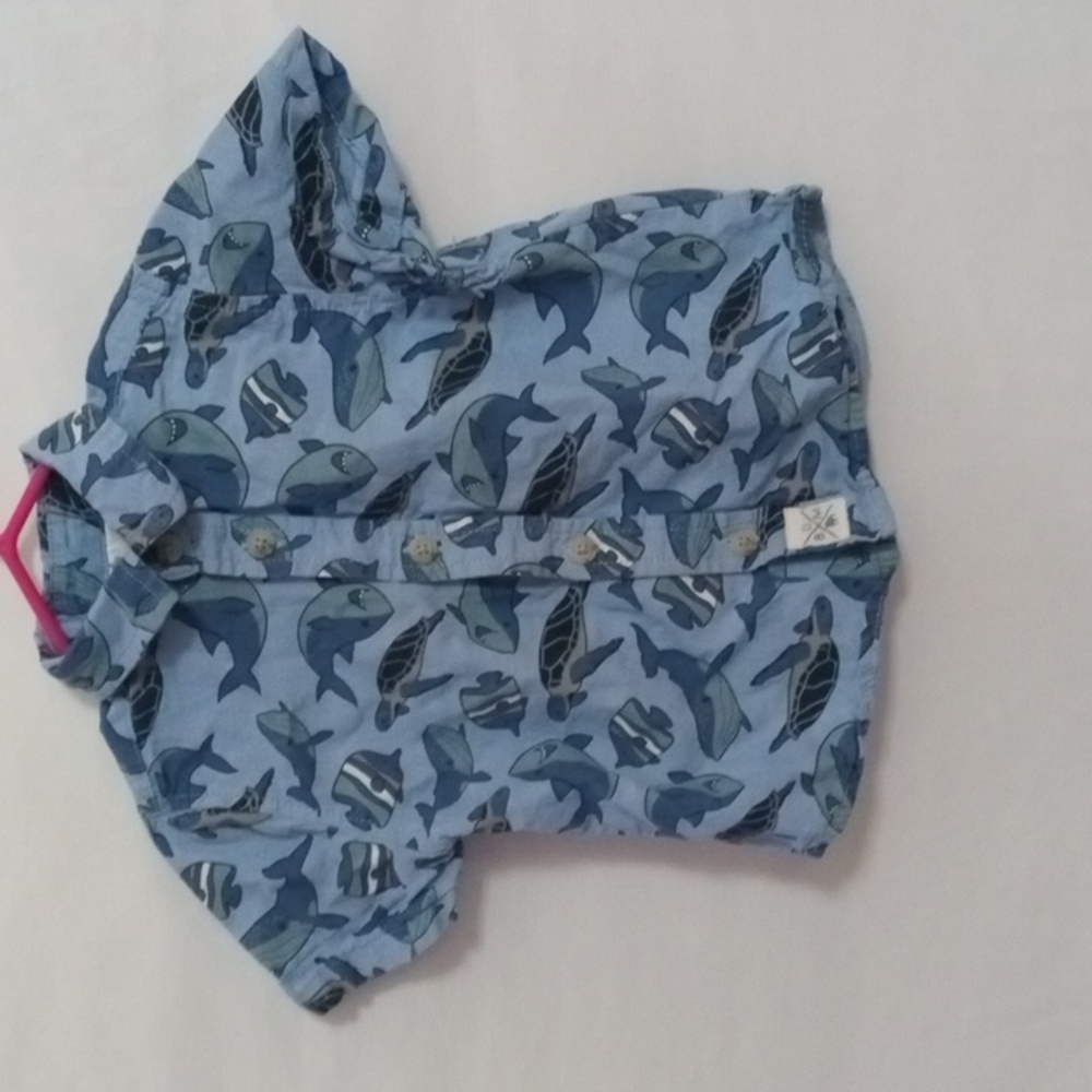 Baby B.U.M. Blue Ocean Sea Life Button Down Shirt 24M